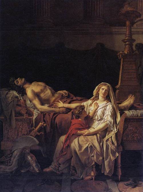 lionofchaeronea:Andromache Mourning over the Body of Hector, Jacques-Louis David, 1783