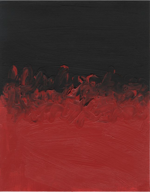 Carla Hernandez || Writing in Red, acrylic on paper, 2011.