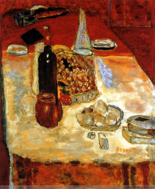 Still Life with Bottle of Red -  Pierre Bonnard  1942