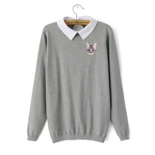 Gray Cat Collar Top - $19.00