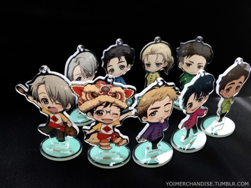 yoimerchandise: YOI x Youme Cafe Hong Kong Exclusive Acrylic Keychains/Stands Original Release Date:August 2017 Featured Characters (7 Total):Viktor (Original + Secret Versions), Yuuri   (Original + Secret Versions), Yuri, Otabek, Christophe, JJ, Phichit