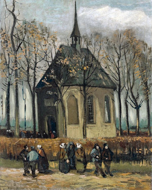 Vincent van Gogh - Congregation Leaving the Reformed Church in Nuenen (1882).