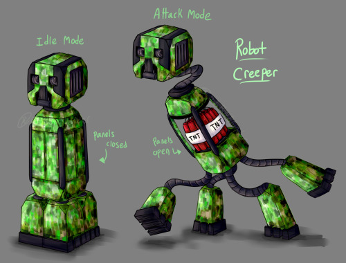 As I promised forever ago, I did the robot creeper to go with my robot enderman! I think the design 