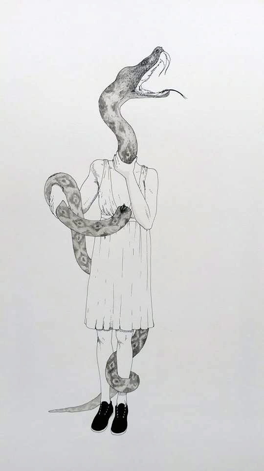 marianamagdaleno:  Yoanclaserpiente tinta sobre papel de algodón, 2014 En la exposición
