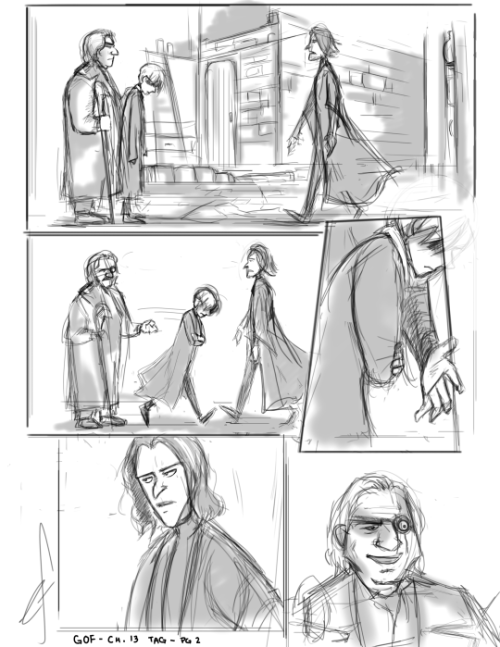 GOF chapter 13 - aftermath with Mad-Eye, Snape and Dracono dialogue because I was practicing storybo