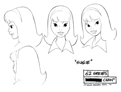 Model sheets for the characters from Hanna-Barbera’s 1972 animated show, The Amazing Chan and 