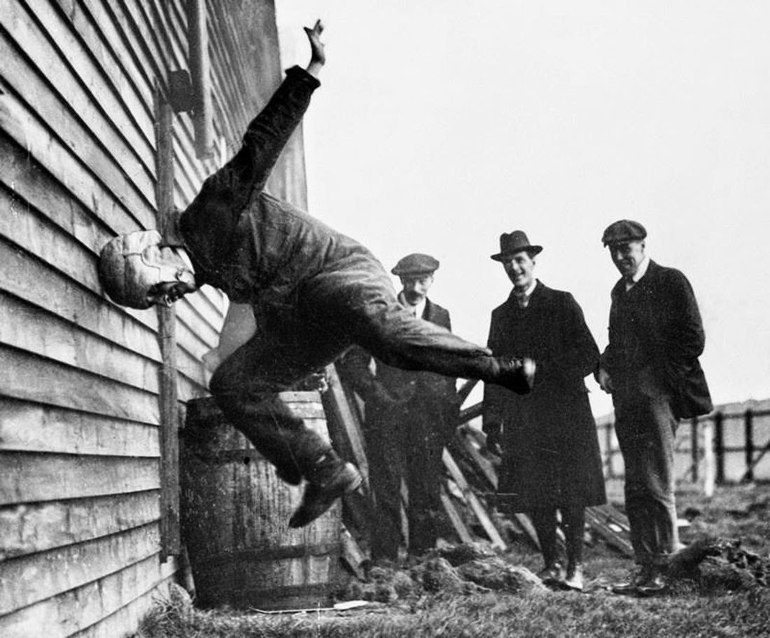 historicaltimes:
“ Testing football helmets, 1912.
”