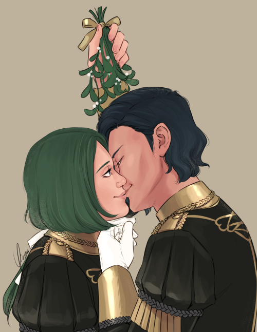 Linhardt and Hubert under the mistletoe for @jamblute! I have a number of friends into Fire Emblem y