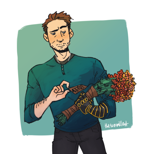 thesunwillart:  someone gave bucky some flowers!!(this is for a dtiys for @/artsybellepepper on ig!)