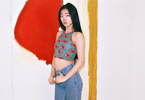 americanapparel:  Yuri in front of a Hiromi Ishida Painting. Japan, April 2014.  Shop the Crop Top by American Apparel: HERE