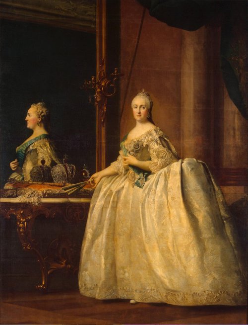 magnificentbeautiful: Portrait of Catherine II in front of a mirror - Vigilius Eriksen (1722-1782)