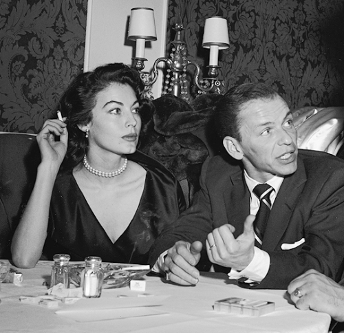 francisalbertsinatra: Frank Sinatra and Ava Gardner at a party for Meet Danny Wilson, January 8th, 1