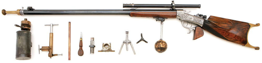 peashooter85:  A custom Marlin Ballard Pope target rifle with shooters kit, late