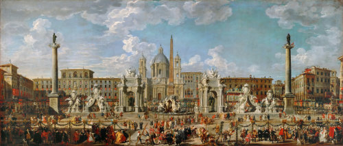 Preparation of Piazza Navona to celebrate the birth of the dauphin of France, 1729, by Giovanni Paol