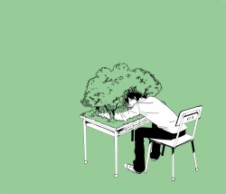 jasutoraikuhani:  「「関くん！授業中に森を創っちゃだめだよ！」」/「タカナシモリミチ」のイラスト