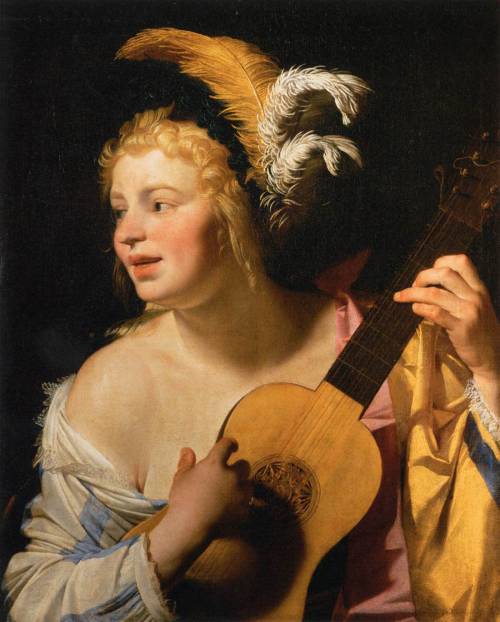 Woman Playing the Guitar (circa 1624). Gerard van Honthorst (Dutch, 1590–1656). Oil on canvas. Louvr