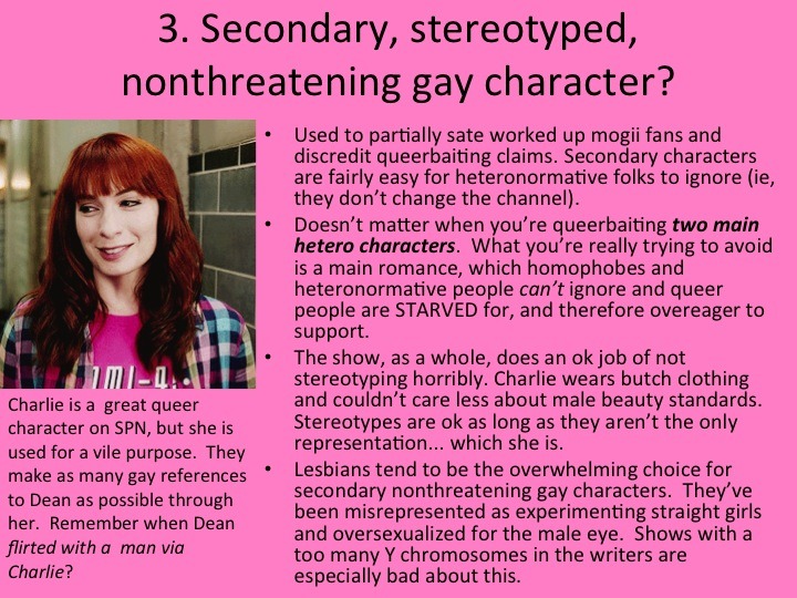 snuggydeamon:  Queerbaiting is bad: a powerpoint Sources:  Homophobic jokes original