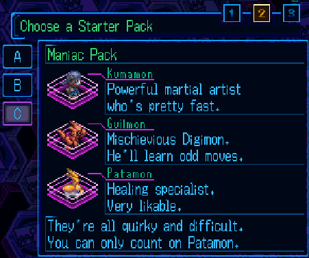 Digormon World 3 starter Digormon. I don’t know which one I want to fucking use less this is bullshit.
