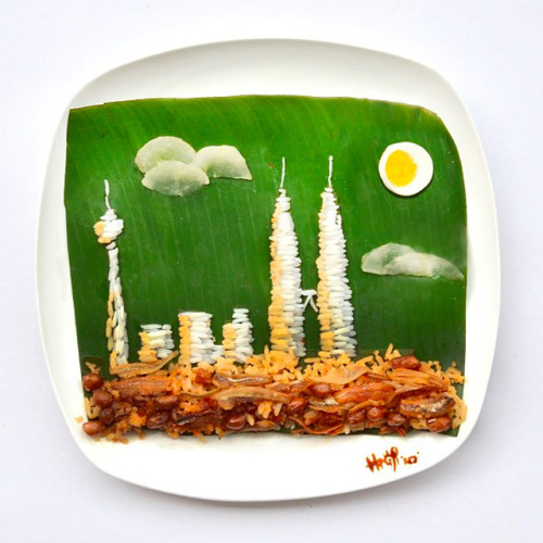 artmesohard:  Art made with Food by the Malaysian artist Hong Yi