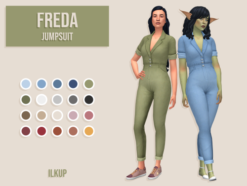 ilkup:Freda Jumpsuit20 swatchesnew meshcorrect lodsbase game compatiblecustom thumbnailsdownload [si