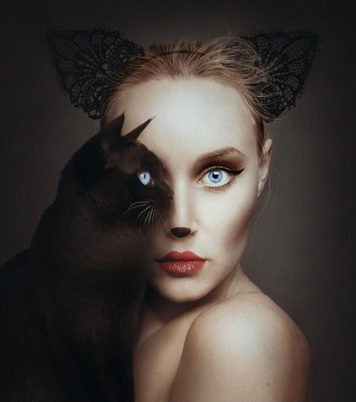 mymodernmet:Stunning Self Portraits of a Woman Sharing an Eye with Various Animals