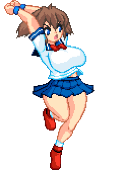 Oppai school girl with big tits throwing