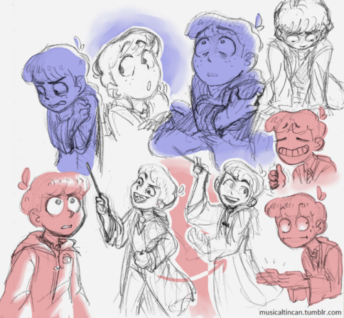 i was messin around w/ a hogwarts au and ended up drawing these… my sorting headcanons are ba