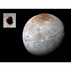 Charon: Moon of Pluto   Image Credit: NASA, Johns Hopkins Univ./APL, Southwest Research Institute, U.S. Naval Observatory  Explanation: A darkened and mysterious north polar region known to some as Mordor Macula caps this premier high-resolution view.