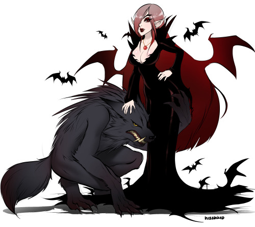 hizzacked:  I missed yesterday so I combined today with yesterdays, vampire and werewolf! I used @steffydoodles super great design from her vampire girl and paired her with my own generic werewolf hehe   OH MY GOD. I JUST SCREAMED SO LOUD.THIS IS AMAZING.