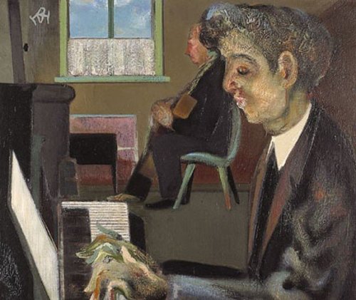 Pianist in the Citizen’s Center, Concert *  -  R.L.J. Henkes ‘Dolf henkes’ 1938.Dutch, 1903-1989Oil 