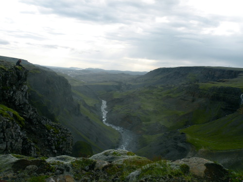 my friend maria in háifoss, thjorsardalur, this august. trust me, the ultimate way to cure an hangov