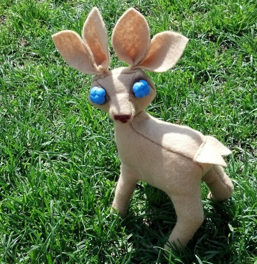 Excessive Deer, felt/thread/batting, paper clay eyes. A late birthday present for my sister, enjoyin