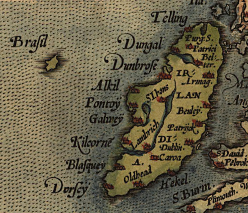 pacificrim:worldhistoryfacts:The mythical island of Brasil, just west of Ireland, which showed up on