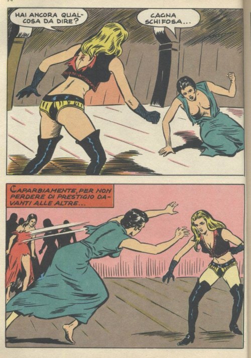 catfight-superstars: fightingamazons:  Vintage Female Fighting Art #Italian #fumetti #comics “