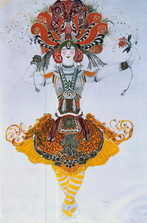 Costume design by Leon Bakst for the Young Girl (Tamara Karsavina) in &ldquo;The Firebird&rdquo; by 