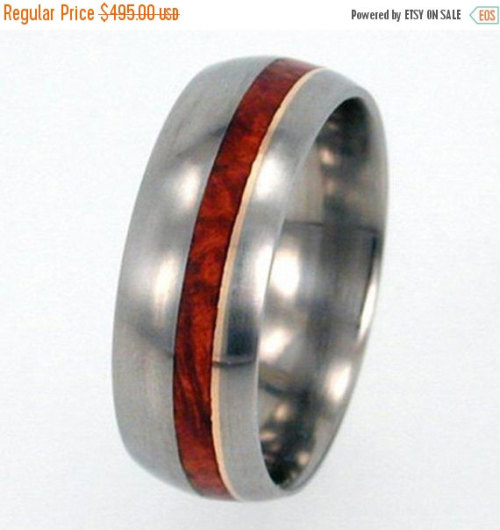 Wedding Sale Wooden Wedding Ring, Made of Eco Friendly Products, Titanium inlaid with Amboyna Burl W