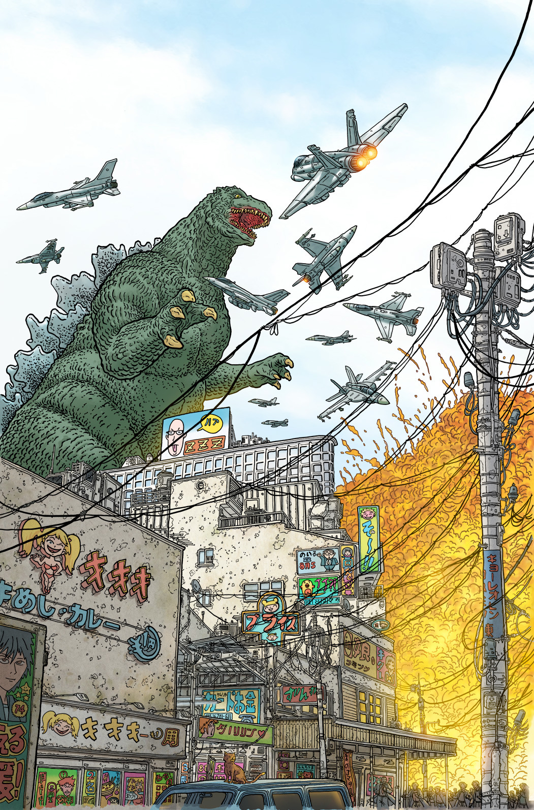 brianmichaelbendis:  Godzilla by Geof Darrow; colors by Peter Doherty