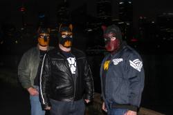 Recent photos of our pack&rsquo;s leather dog masks taken last night at Sydney Harbor. 