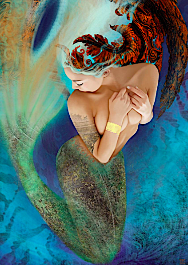 dlastmermaid: mermaidenmystic: Blu mermaid created by Stefano Petris ~ displate.com/displate