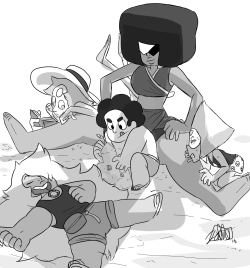 jen-iii:  Beach time with the Crystal Gems