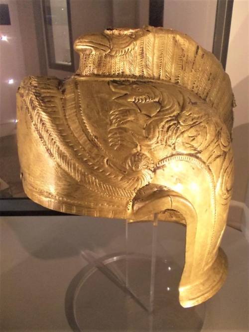 The Worthing Helmet is a Roman Cavalry parade helmet, crafted of gilded bronze in the early 200&rsqu