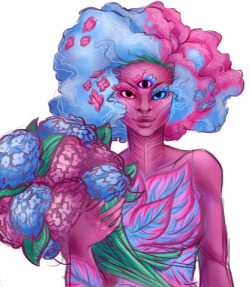 l-sula-l:  FloweryNeonMonstrosity.png (definitely not fae garnet’s final outfit or color design but it was fun to paint) 