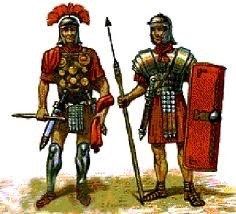 drawing of ancient roman soldiers in skirts