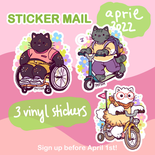 potoh: New stickers for April for my sticker club! The theme is cats on wheels with a touch of sprin