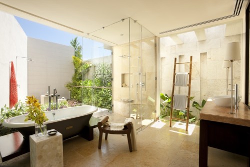 scorpiotoy:  luxuryaccommodations:  Top 10 Open Air Bathrooms Our picks for the most amazing open air bathrooms ever created in hotels and resorts across the world. 1. Rain shower and outdoor bathtub at Zanzibar White Sand Luxury Villas & Spa 2. Open