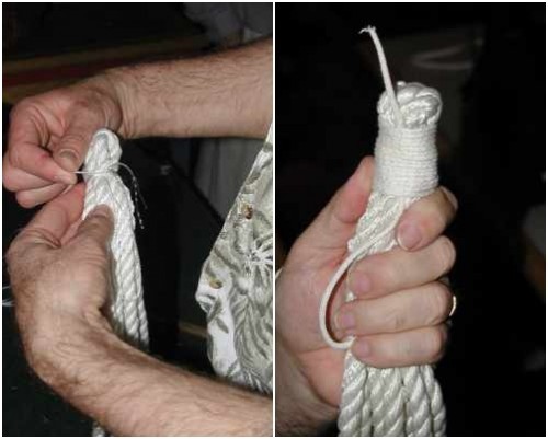 homeforhomelesssubs:  dare-master:  Build Your Own Rope Flogger Materials Ten feet of ½ or 3/8 inch laid (twisted) nylon rope are used to make this flogger.  Approximately 6 feet of a small-diameter rope or string are used to make the handle. 