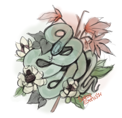 sunfish-exotics:Starting on a commission~ A kunashir island japanese rat snake with plants native to