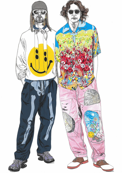 Kurt Cobain and John Lennon wearing Kapital SS20 Collection. Would they wear the revered J