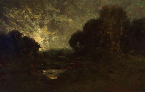 William Keith, “Tonalist Landscape with Figures and Hay Cart”