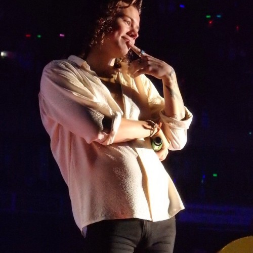 onedhqcentral-blog: bcwylie77: @harrystyles mesmerising the stadium with his clown-like antics on th
